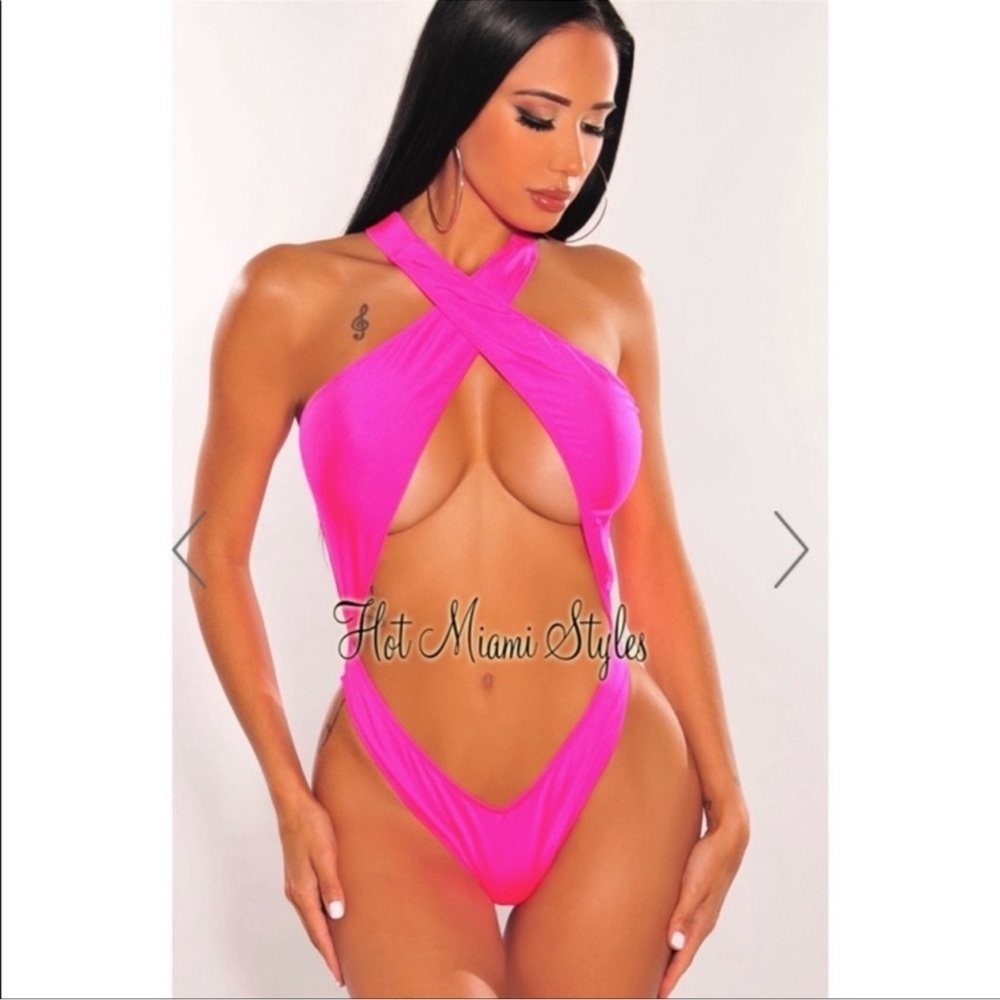 Hot Pink One Piece Bathing Suit